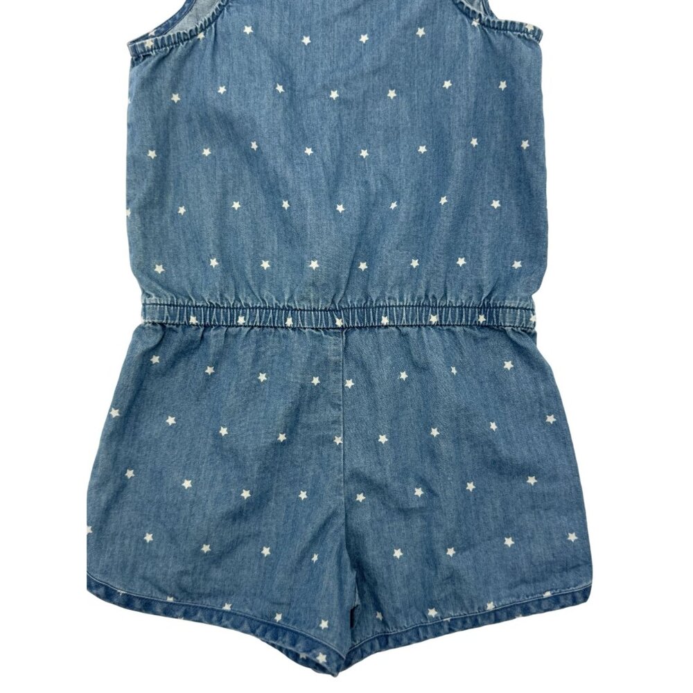 Cat & Jack Girls 4T Blue Romper With Stars 100% Cotton Sleeveless 4 july Style - Picture 7 of 11